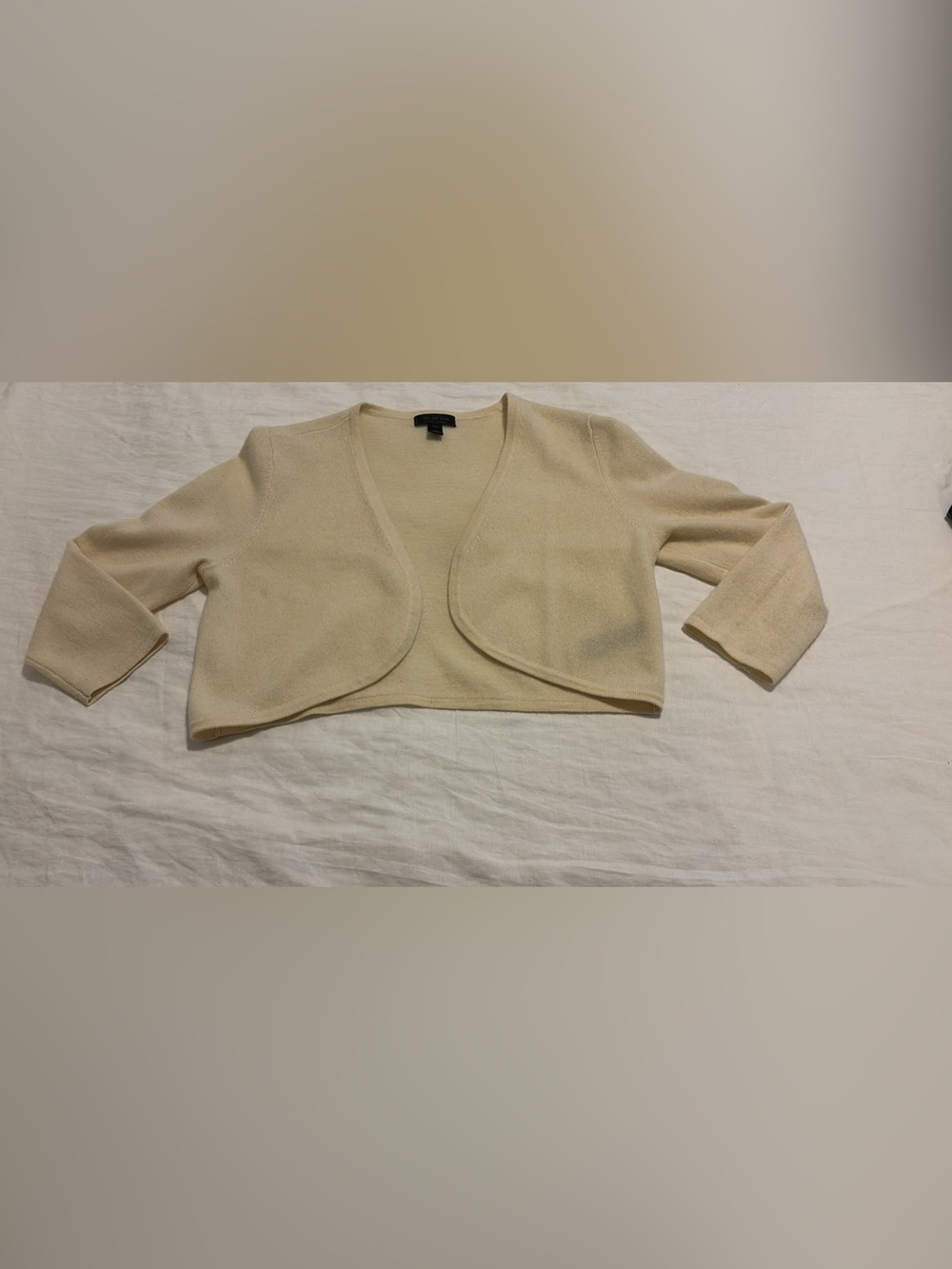 Saks Fifth Avenue Cream Cropped Open-Front Bolero/Cardigan /shrug